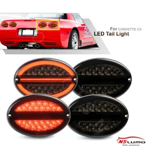 For Chevy Corvette C5 97-04 Smoked LED Laser Tail Light Halo Turn Signal Lights - Picture 1 of 11