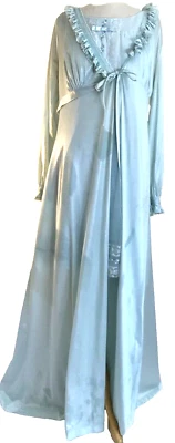 Conjunto Shadowline Peignoir, Bata de Nailon Azul Bordada Gasa Babydoll Vestido M Foto 1 de 4