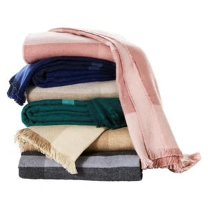 JOY Luxury Better Blanket Plaid Cotton & Cashmere Throw 626405-J - Picture 1 of 9