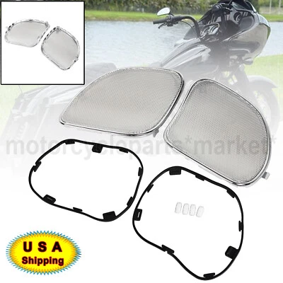 Chrome Speaker Grill Covers Fit For Harley CVO Road Glide Ultra FLTRU 2015-2023 - Imagem 1 de 4