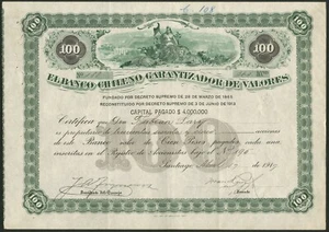 Chile, El Banco Chileno Garantizador de Valores, 100 peso shares, 191[7], VF - Picture 1 of 1