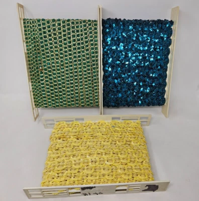 Lote de 57 YDS DE COLECCIÓN Elegante Lentejuelas Metálicas Artesanal Costura Disfraz Recorte Trenza Restos Foto 1 de 4