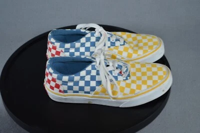 VANS Checkerboard Classic Sneakers Youth Size 3 Blue Red Yellow Shoes Lace Up - Image 1 of 4