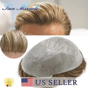 0.06MM Ultra Thin Skin Mens Hair System Human Hair Toupee for Men All V-Looped - Picture 1 of 128