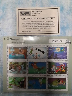 Estampillas clásicas de cuento de hadas del 50 aniversario de Disney 1987. PETER PAN. Número de edición 1120 Foto 1 de 2