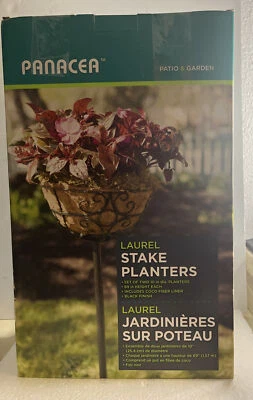 Panacea Black Planter Patio & Garden Stake 2 Pack 69 x 10 Coco Liner 89840 - Image 1 of 4