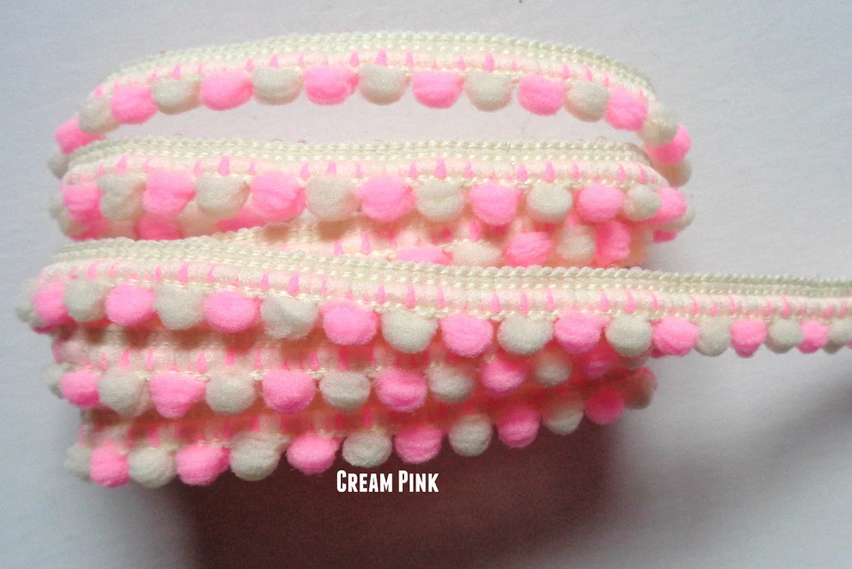 2 Tonos con Brillo Bebé Pom Flecos Encaje venta por yarda/selecciona color Foto 1 de 1