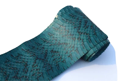 Genuine Snake Leather  Snake Skin Snak Craft Suppl Glossy Green Natural Texture - Image 1 of 3