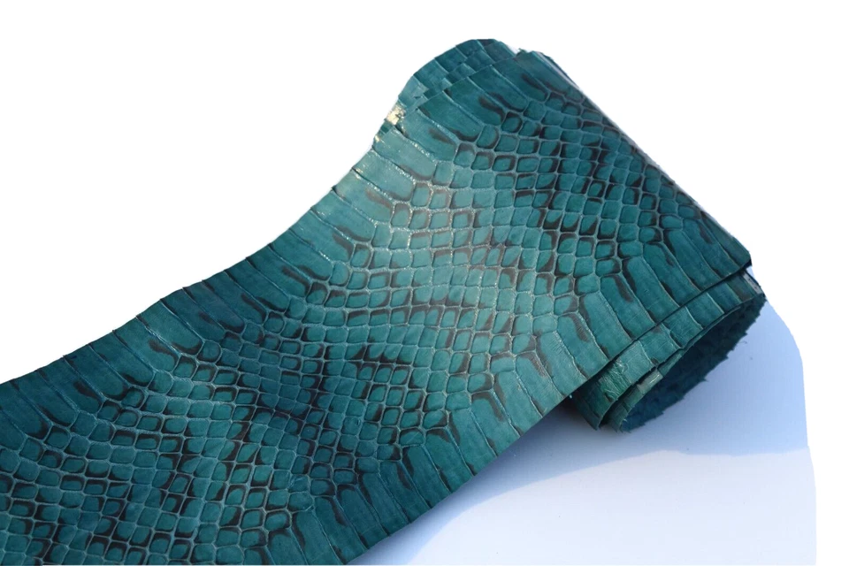 Genuine Snake Leather  Snake Skin Snak Craft Suppl Glossy Green Natural Texture - Image 1 of 3
