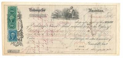 US Revenue stamps R65c, R32c, 1867 Foreign Bill of Exchange, Danford-Knowlton NY - Image 1 of 4