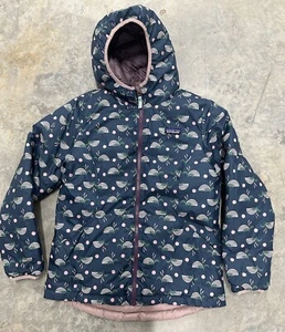 Patagonia Kids Youth Girls Sz Large 12 Down Sweater Jacket Reversible Hooded - Picture 1 of 21