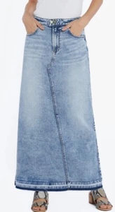 New Wash Lab Selma Pieced Denim Maxi Skirt In Azure Wash Size 31 - Picture 1 of 11