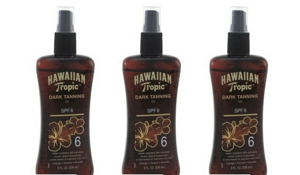 BL Hawaiian Spf#6 Tropic Dark Tanning Oil 8oz Pump - **THREE PACK** - Image 1 of 1
