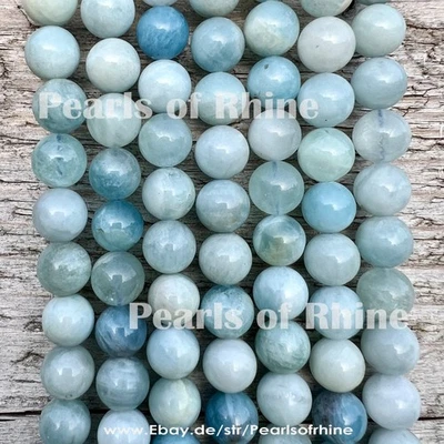 Echte AA Aquamarin Edelstein 4 6 8 10mm Perlen 38cm Strang Schmuckherstellung - Bild 1 von 4