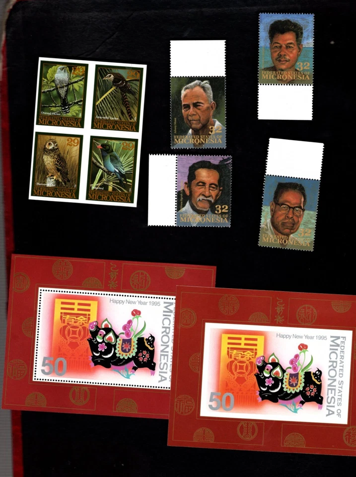 Micronesia sc#201 IMPERF #204 Perf #208 Hoja de recuerdo PERF e IMPERF (1994-5) MNH Foto 1 de 1