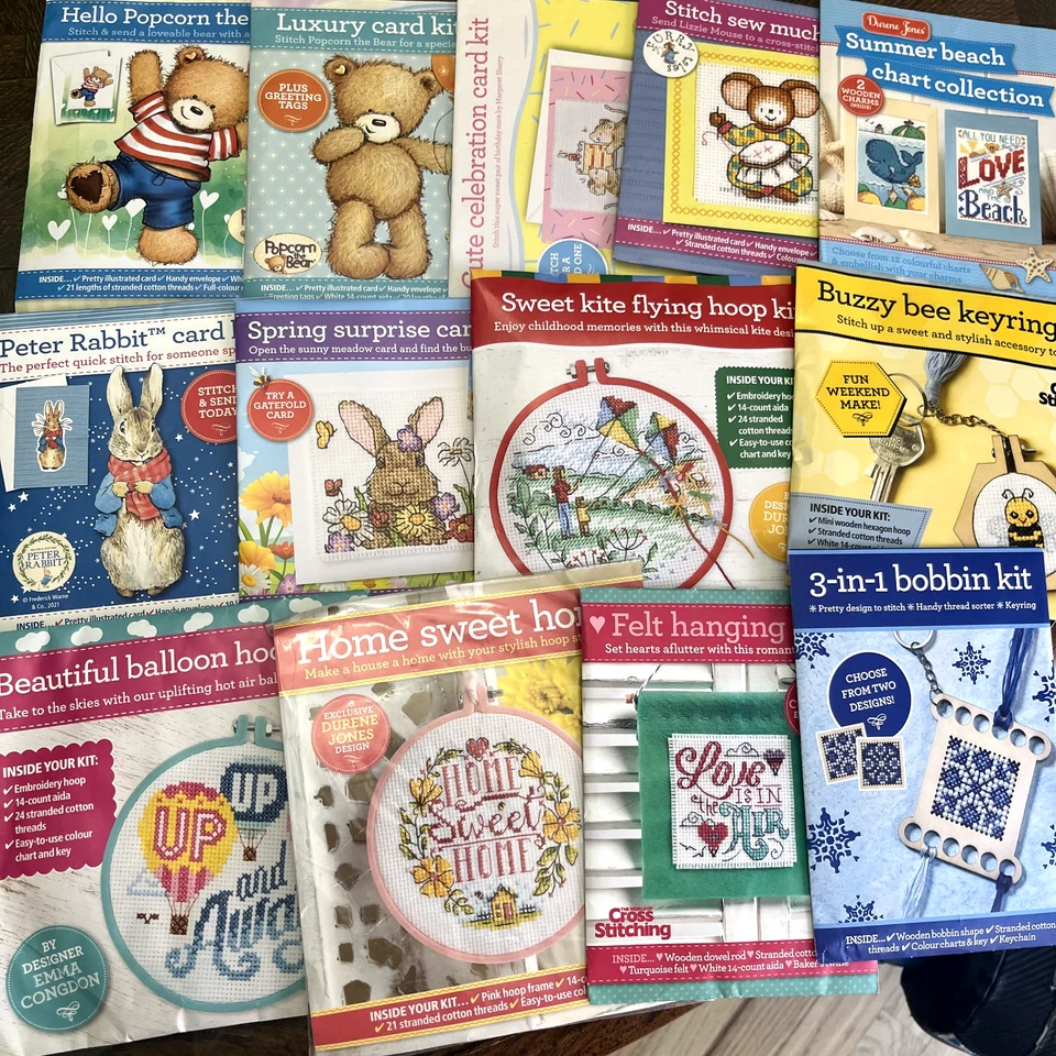 quick & easy Mini Cross Stitching kit Greeting Card Hoop Keychain - Image 1 of 1