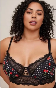 Sujetador Torrid Curve Talla 4 Cereza Con Aros Negro 7 Cierre Longline Bralette 4XL - Imagen 1 de 8