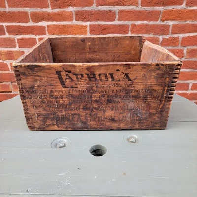 Antique Wooden Shipping Crate Box Carbola Chemical Co Advertising Primitive - Image 1 of 4
