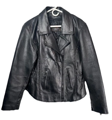 Chaqueta de bolsillo Milwaukee de cuero negro para mujer L para motocicleta con forro de cremallera Foto 1 de 4