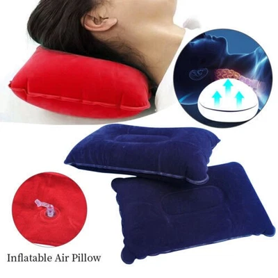 1/2X Aufblasbares Kissen Reiseluftkissen Camping Auto Strand Kopfstütze Stützset - Bild 1 von 4