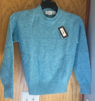 Suéter Vintage Le Moda Turquesa Años 70-80 Lana Shetland Talla Pequeña Nuevo Antiguo Stock Foto 1 de 4