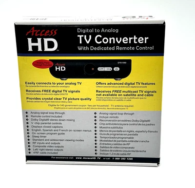 Convertidor de TV digital a analógico Access HD DTA 1080B con control remoto caja abierta Foto 1 de 4