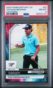 2025 PANINI INSTANT #92 LIV - Joaquin Niemann LIGHTNING SSP #d /5 - PSA 8 - Picture 1 of 3