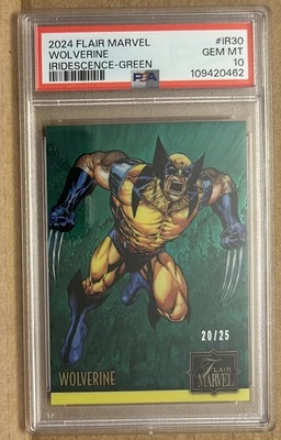 2023 Flair Marvel Iridescence Green Achievement 20/25 Wolverine PSA 10 * Read - Image 1 of 2