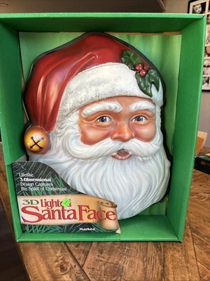 NUEVO Molde de caja original vintage 1996 marca 3D iluminado cara de Santa interior exterior Foto 1 de 4