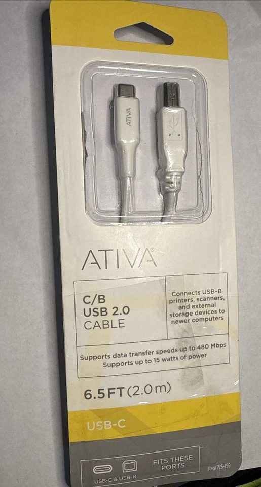 Ativa USB-C 2.0 Cable 6.5ft ( 2.0m) White - New in Package - Image 1 of 1
