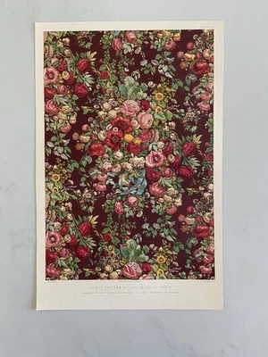 Antique Chromolithograph – Floral Chintz Pattern Paris Victorian Textile Design  - Image 1 of 3