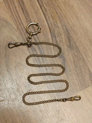 Antiguo reloj bolsillo cadena Albert 18" chapado en oro Americaner marcado c1920 Foto 1 de 4