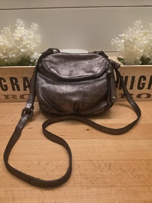 Сумка через плечо TANO металлик замша кожа серебристая б/у в отличном состоянии - Изображение 1 из 4