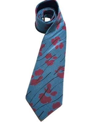 CORBATA CHICO LAROCHE 100% SEDA HECHA EN ITALIA VERDE AZULADO, GRANATE Y NEGRO 3,25 PULGADAS Foto 1 de 4