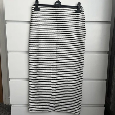 Womens Tesco F&F Black & White Striped Midi Skirt Size 10 - Image 1 of 4
