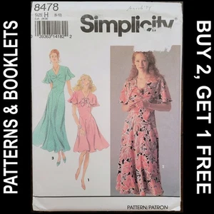 Vestido Simplicity vintage en 3 longitudes con patrón de dobladillo en forma #8478 talla 6-10 SIN CORTAR - Imagen 1 de 7