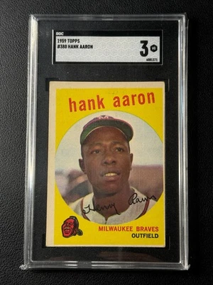 Hank Aaron SGC 3 1959 TOPPS BÉISBOL #380 VINTAGE BRAVES MUY BUENO  Foto 1 de 2