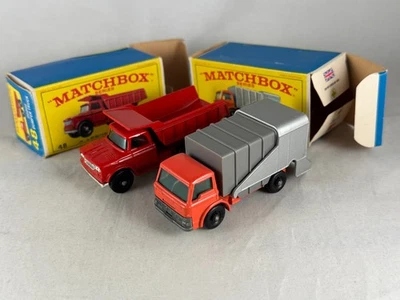 Matchbox #48C Dodge самосвал красный и #7C отказать грузовик оранжевый трудно найти как новый в коробке - Изображение 1 из 4