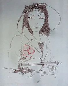 Original seltener Heine Druck "Femme Violon" 1980 - Bild 1 von 1