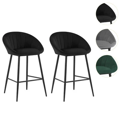 2/4/6x Barhocker Samt Barstühle Küchenhocker hoher Hocker mit Lehne Fußstütze - Bild 1 von 4