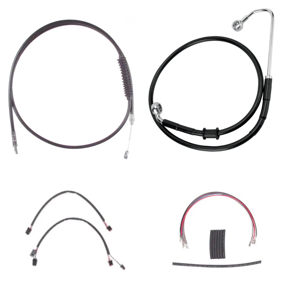 Черный + 12-дюймовый кабель и тормозная магистраль комплект CMPT 2016-2017 Harley-Davidson Softail с ABS - Изображение 1 из 1