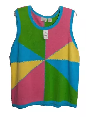 NUEVO CON ETIQUETAS De Colección FIORLINI INT'L Audaz Multicolor Sin Mangas Suéter Chaleco Talla 18/20 U1 Foto 1 de 4