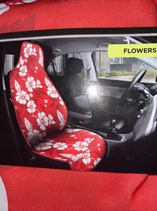 Auto Drive Seat Protector Red White Flowers Floral fits most vehicles new - Picture 1 of 6