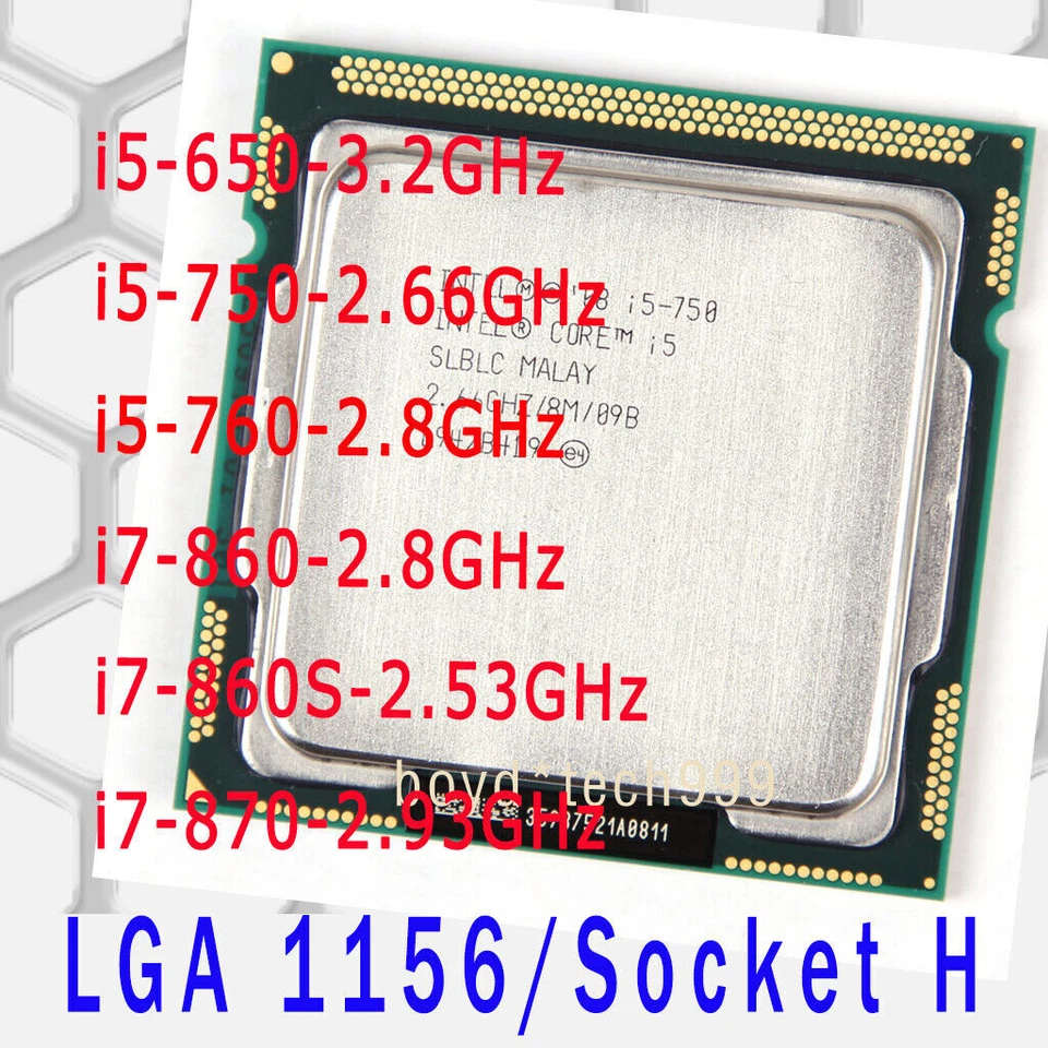 Intel Core i5-650 i5-750 i5-760 i7-860 i7-860S i7-870 LGA 1156/H CPU Processor - Image 1 of 1