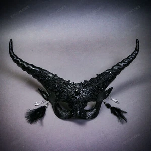 Krampus Horn Lace  Animal Devil Women Party Face Luxury Masquerade Face Masks - Picture 1 of 10