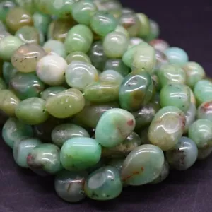 Dark Green Chrysoprase Pebble Nugget Beads, 10 - 15mm, 15", for Jewellery Making - Picture 1 of 4