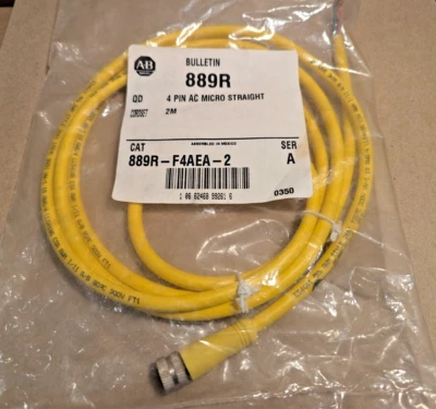 Allen-Bradley 889R-F4AEA-2 Ser A 2 Meter 4 Pin AC Micro Straight M12 New in Bag - Image 1 of 4