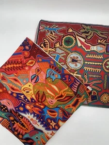 Emvency Leinen Überwurf Kissenbezüge Mexikanisch Huichol Dekorative Kissen Set 2 17x17" - Bild 1 von 6