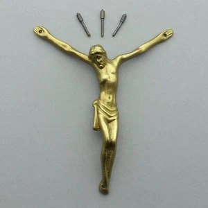 French, Antique Large Bronze Crucifix and Nail. Jesus Christ. Cross. - Picture 1 of 8