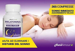 MELATONINA PURA EXTRA FORTE Integratore 365 Compresse HerbAmour €1 2,50 - Foto 1 di 8